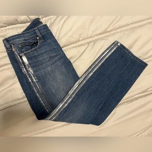 Joe’s Jeans Charlie Skinny Jeans with Silver Side Stripe, size 31